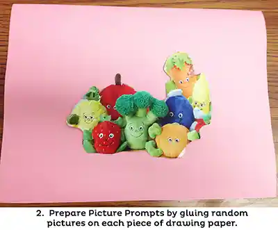 Pink construction paper with picture of garden heroes