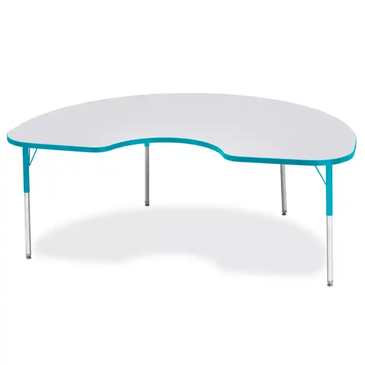 "Rainbow Accents® KYDZ Gray Top Activity Tables, Kidney 48"" x 72"", Elementary 15"" - 24"", Teal"