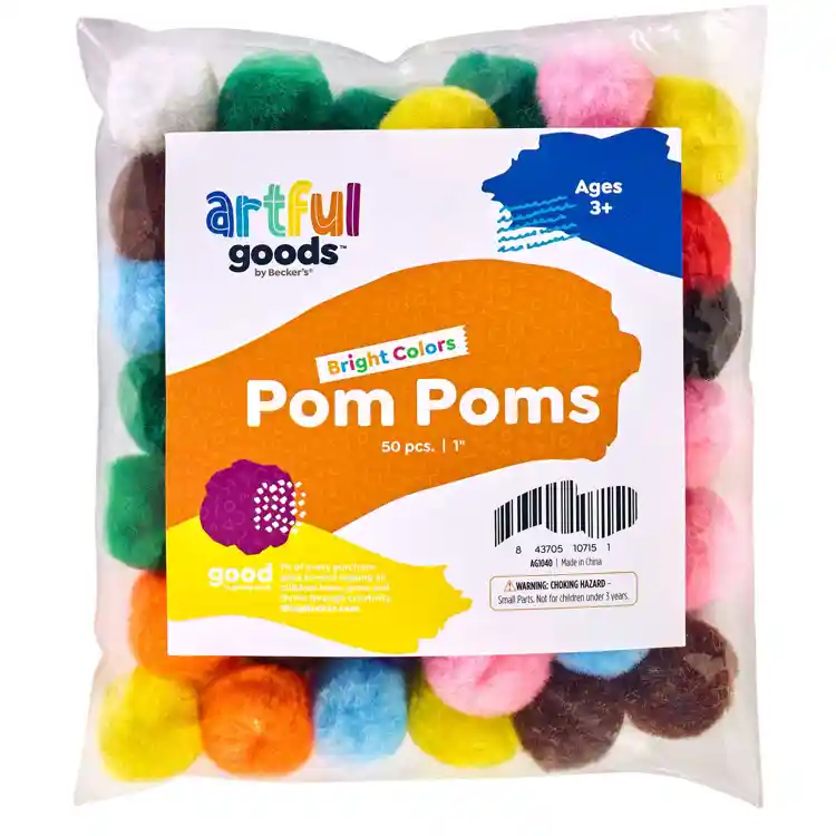 "Artful Goods® Pom Poms Bright Colors, 1"""