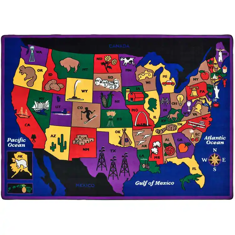 Discover America Classroom Rug