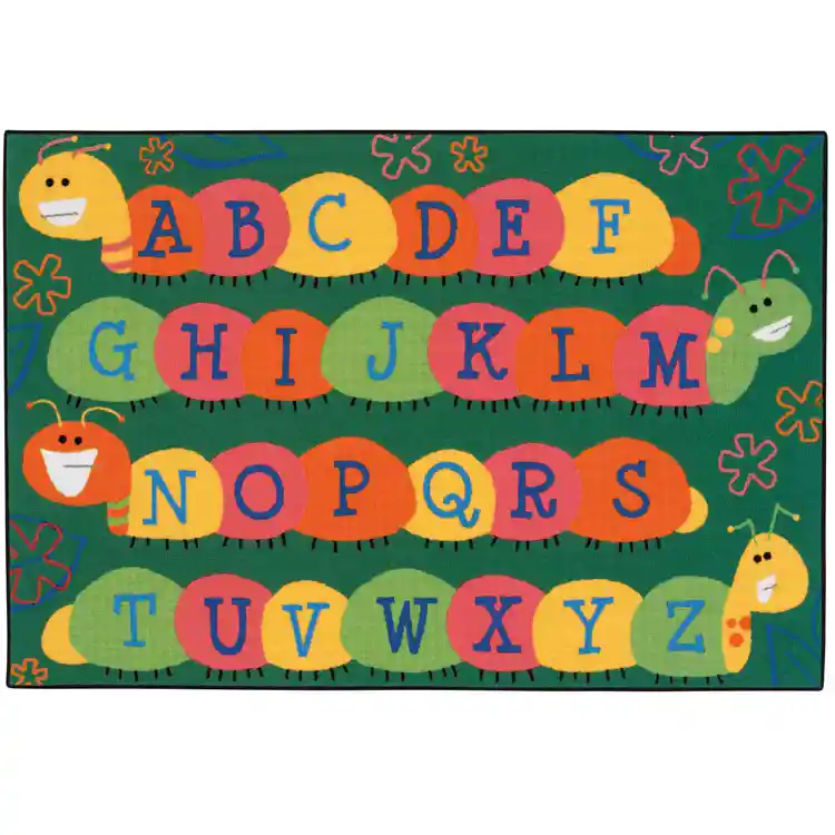 KID$ Value Classroom Rugs™, Caterpillar Friends Green