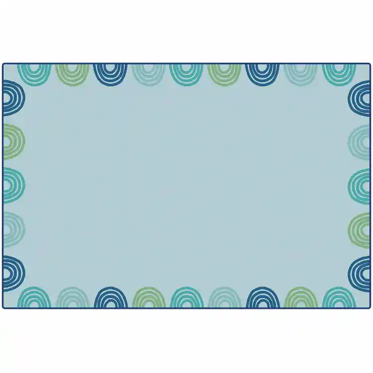 KIDSoft™ Rainbows Border Rug, Soft Colors