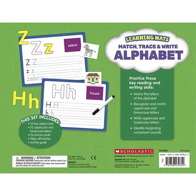 Learning Mats:  Match, Trace & Write Alphabet