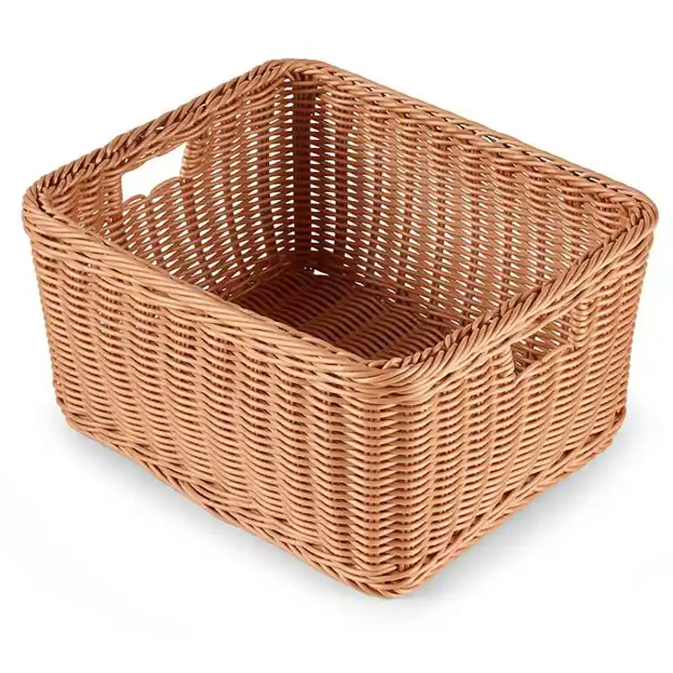 Plastic Woven Basket with Handles - Large