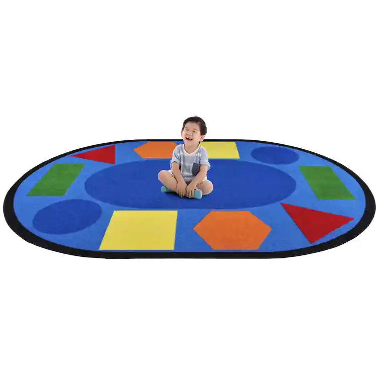 Sitting Shapes Rug, Primary Colors,Oval 5'4" x 7'8"