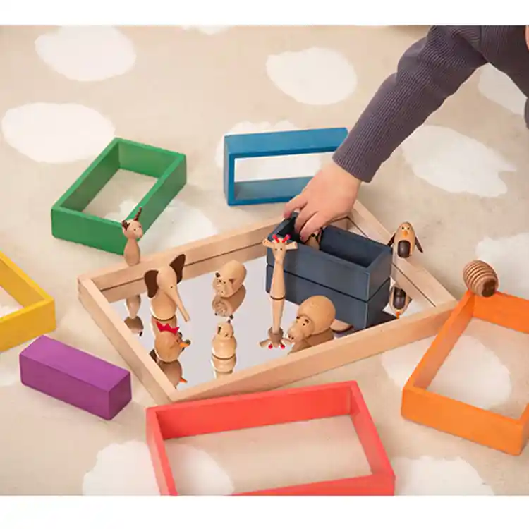 Small Wooden Mirror Tray