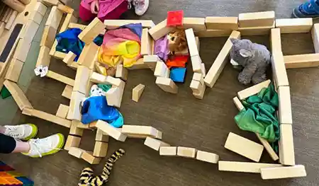 Blocks in a play schema on the floor